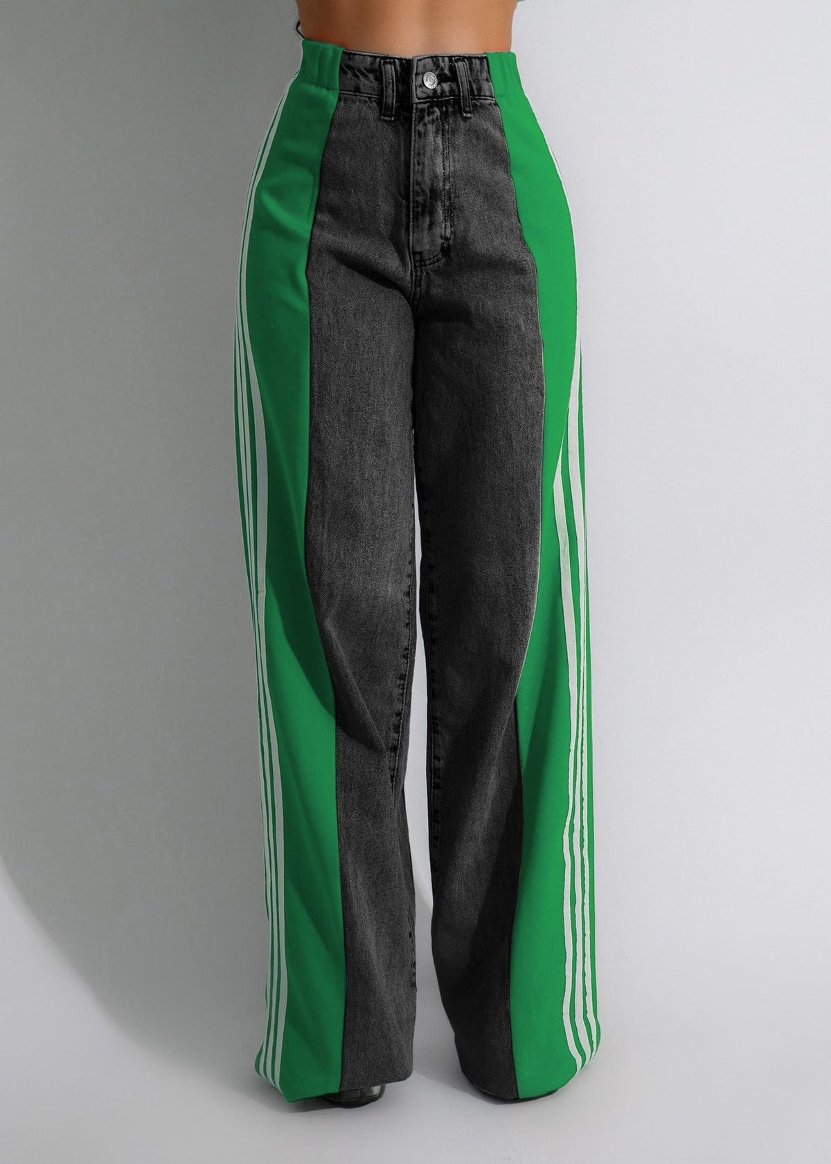 Ava High-Waist Contrast Wide-Leg Jeans