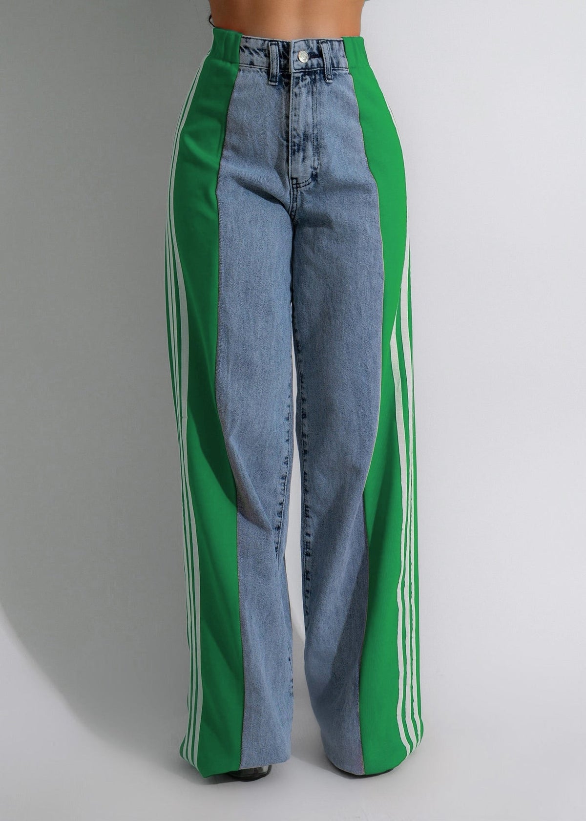 Ava High-Waist Contrast Wide-Leg Jeans