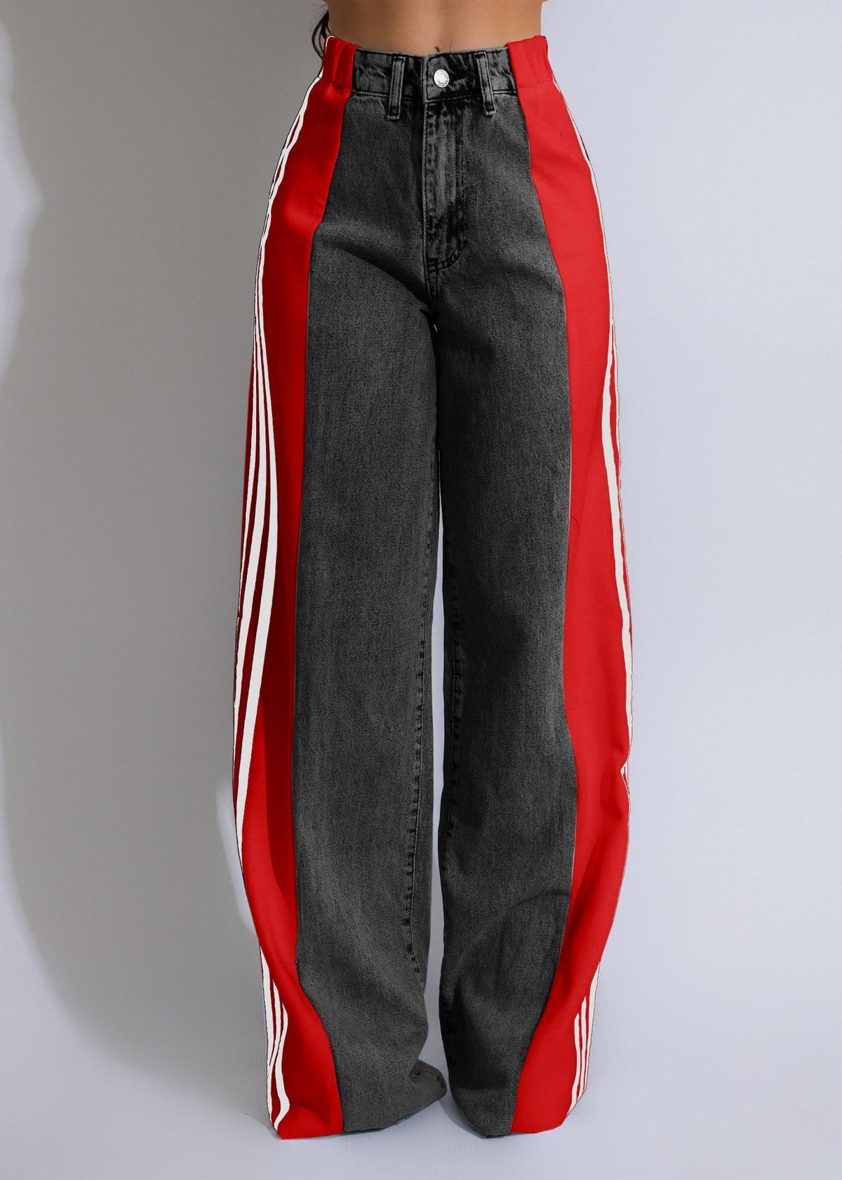 Ava High-Waist Contrast Wide-Leg Jeans
