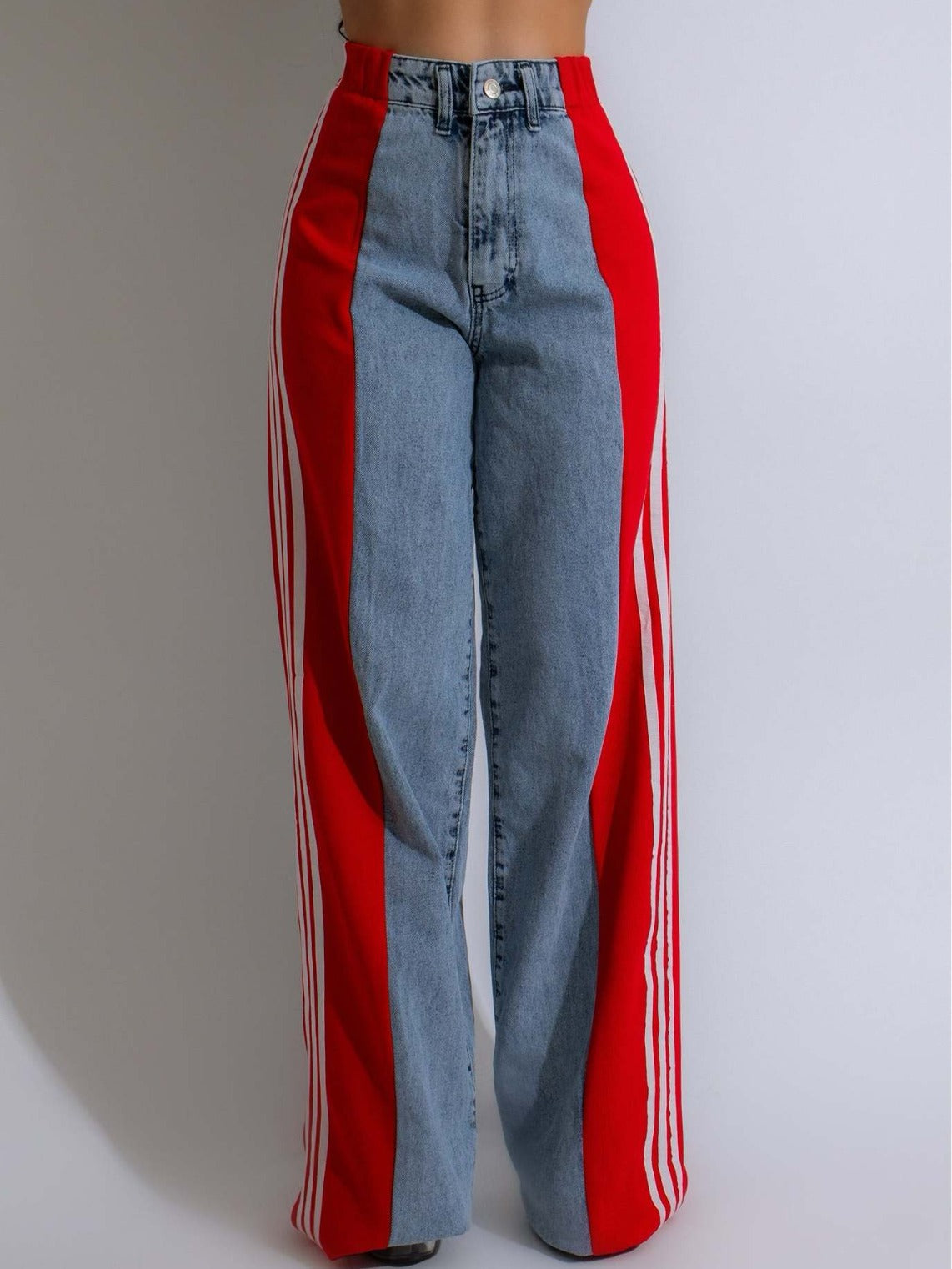 Ava High-Waist Contrast Wide-Leg Jeans