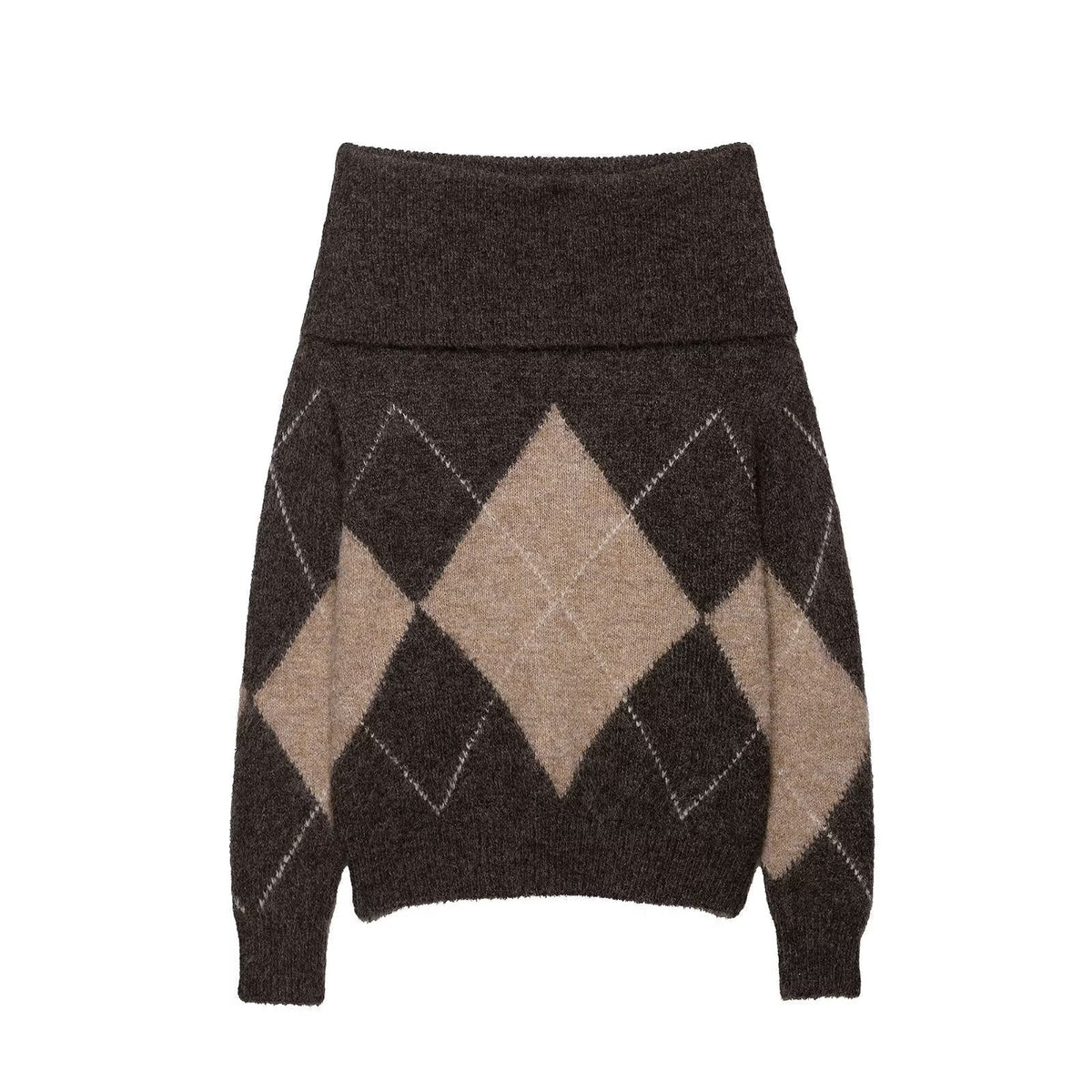 Off-the-Shoulder Diamond Knit Sweater