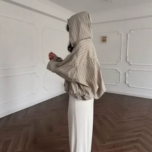 Sienna Striped Button-Front Hoodie