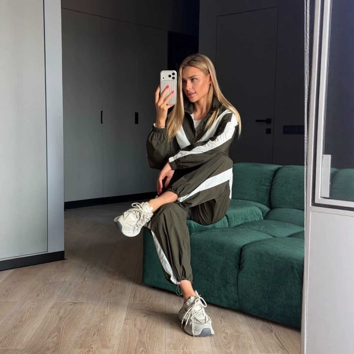 Nadia Colorblock Zip Cardigan and Jogger Set