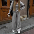 Kiara Two-Piece Set: Zip-Up Knit Cardigan + Wide-Leg Pants