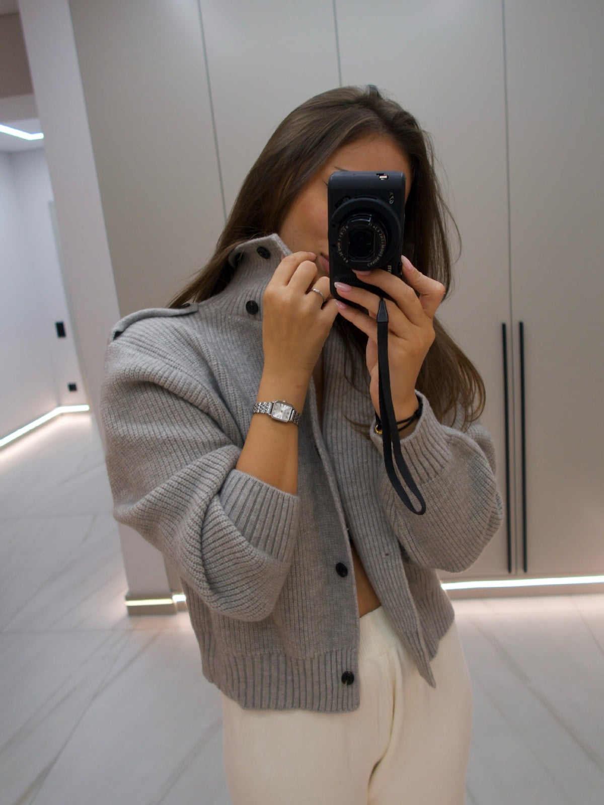 Reese High-Neck Button Cardigan