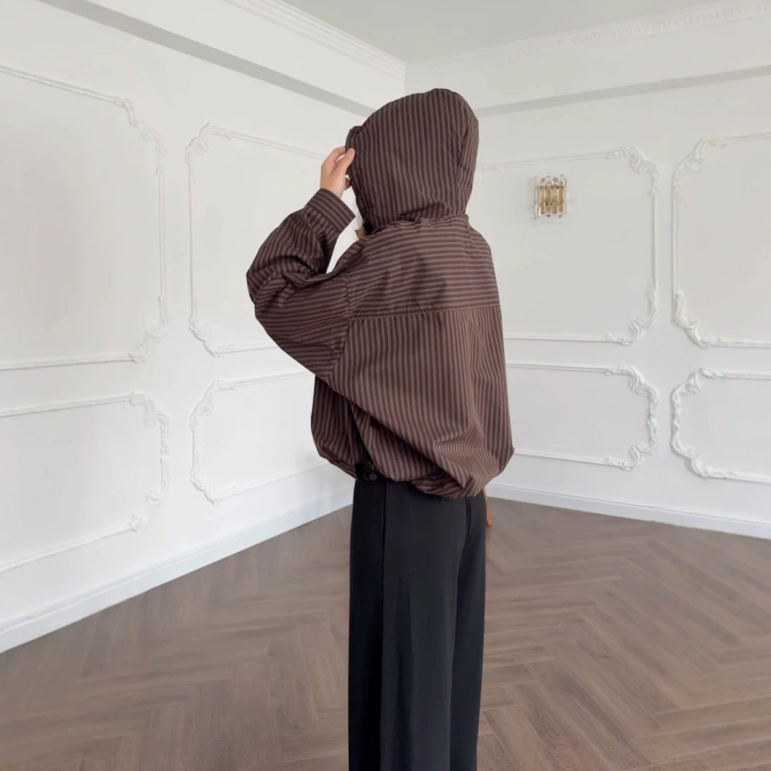 Sienna Striped Button-Front Hoodie