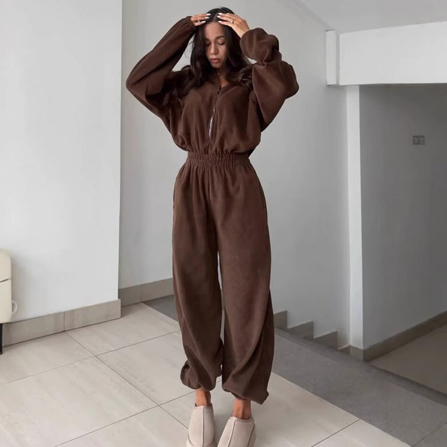 Rhea Half-Zip Lounge Jumpsuit