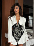 Celeste Lace-Panel Contrast Blazer