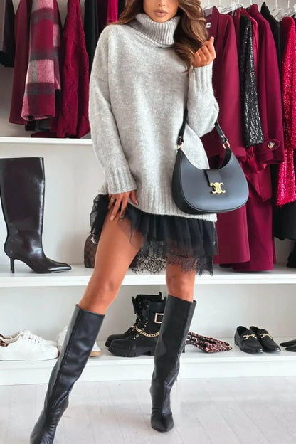Velour Ease Oversized Turtleneck Sweater