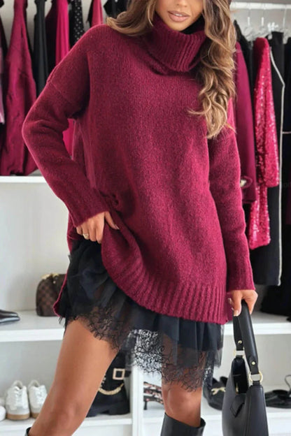 Velour Ease Oversized Turtleneck Sweater