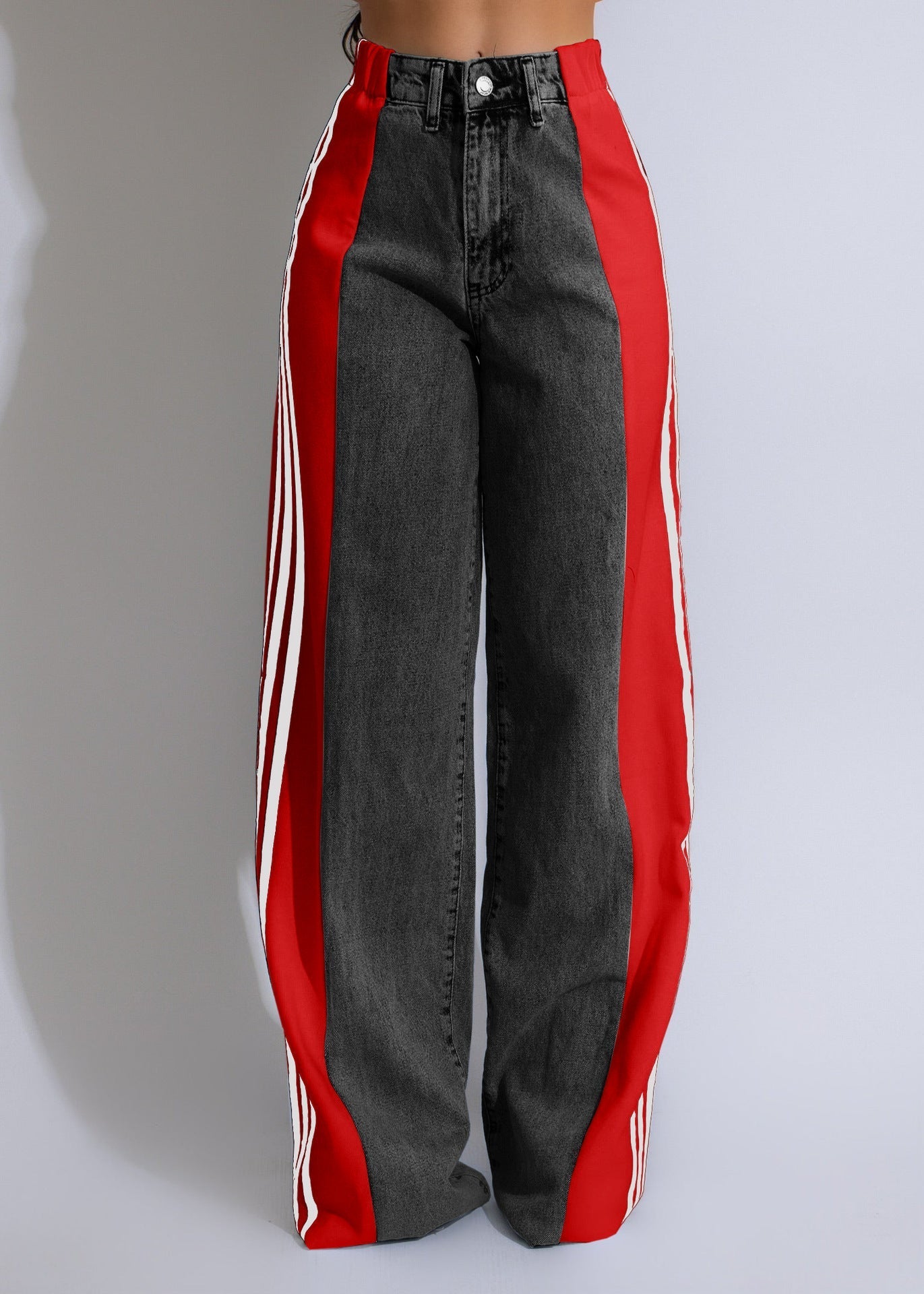 Ava High-Waist Contrast Wide-Leg Jeans
