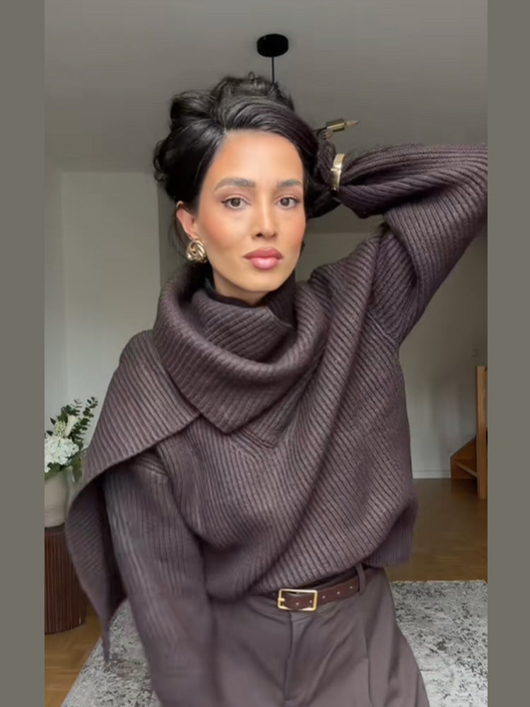 Harper Luxe Scarf-Neck Signature Knit
