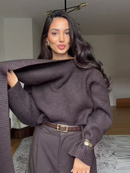 Harper Luxe Scarf-Neck Signature Knit