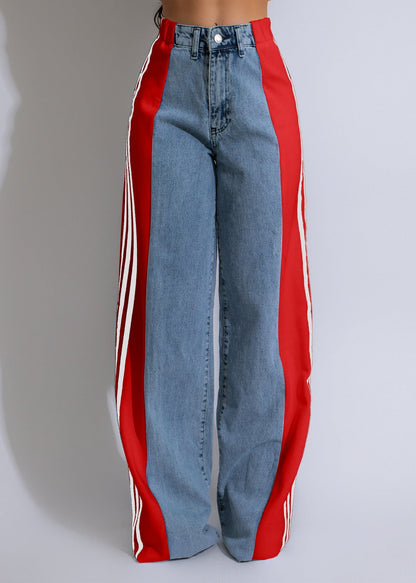 Ava High-Waist Contrast Wide-Leg Jeans