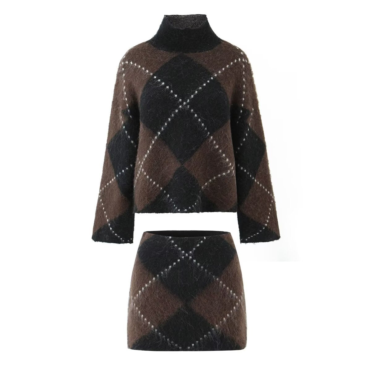 Argyle Patterned Soft Knit Set