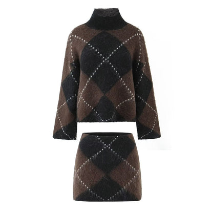Argyle Patterned Soft Knit Set