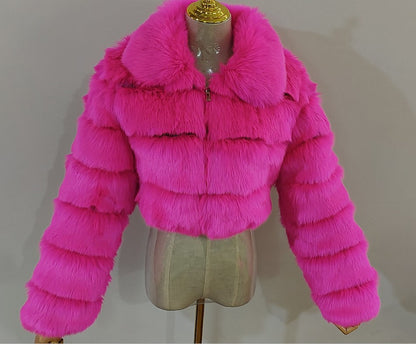 Short Crop Faux Fur Jacket