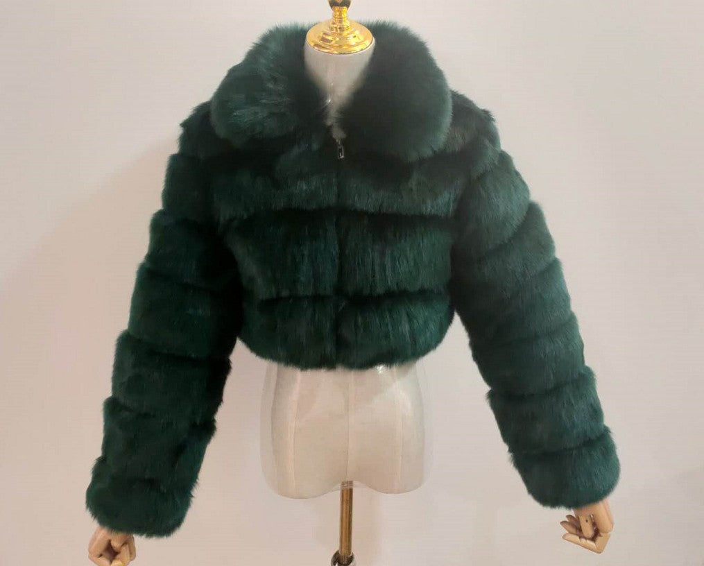 Short Crop Faux Fur Jacket