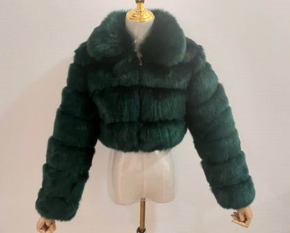 Short Crop Faux Fur Jacket