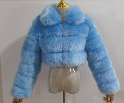 Short Crop Faux Fur Jacket