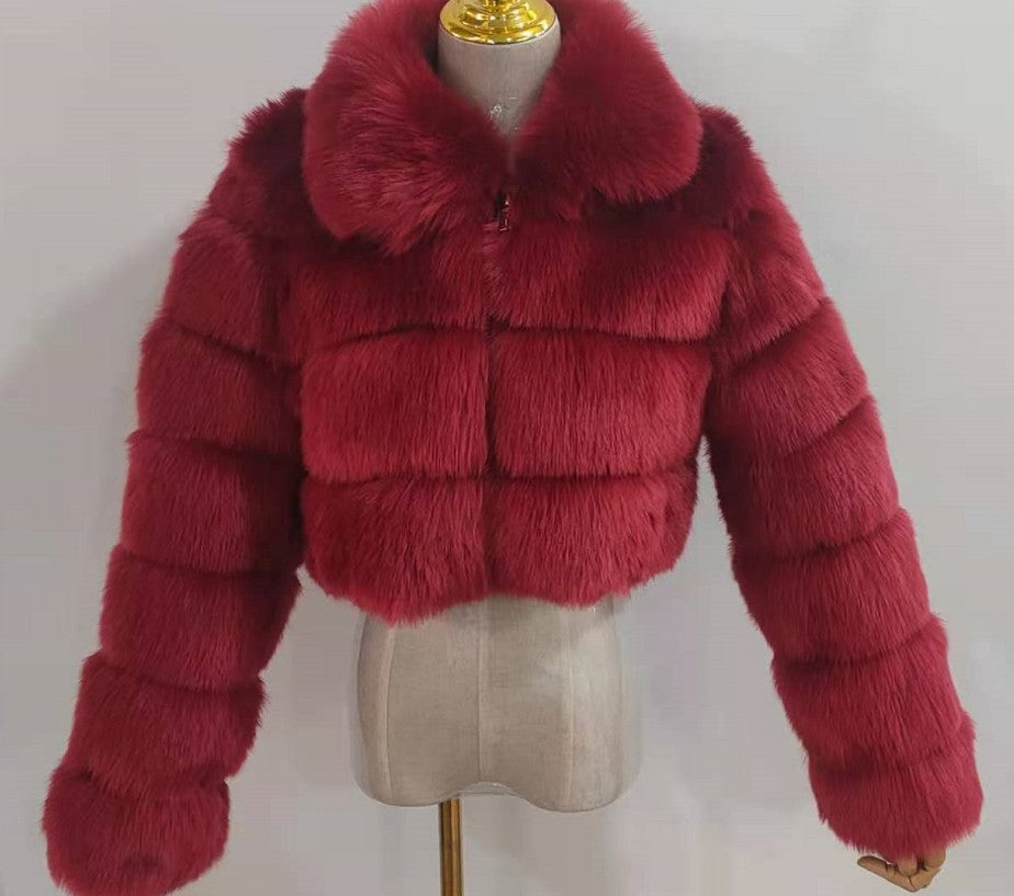 Short Crop Faux Fur Jacket