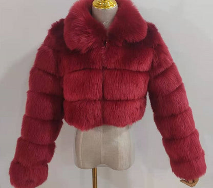 Short Crop Faux Fur Jacket