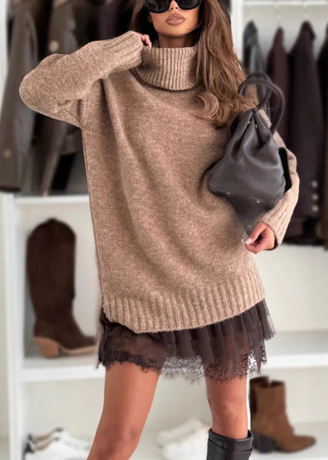 Velour Ease Oversized Turtleneck Sweater