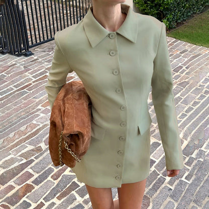 Elea Button-Detail Blazer Dress