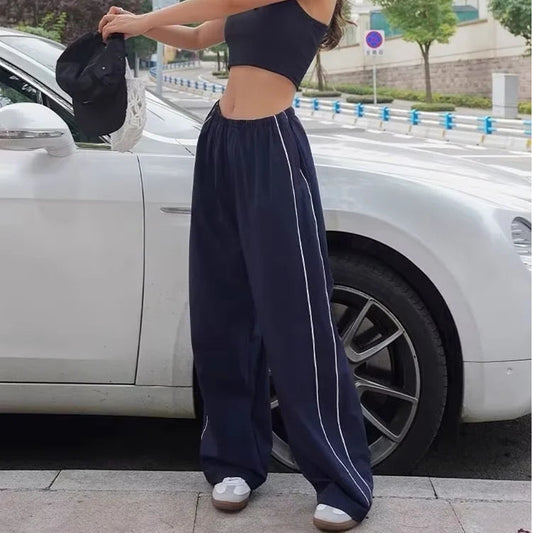 Livia Striped Drawstring Wide-Leg Pants