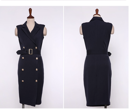Victoria Black Belted Dress