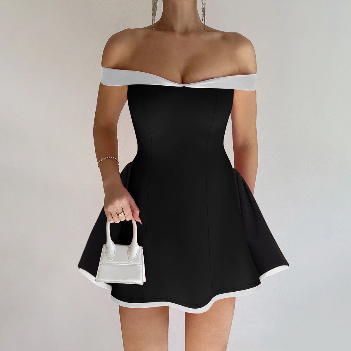 Lotus Off-Shoulder Mini Dress