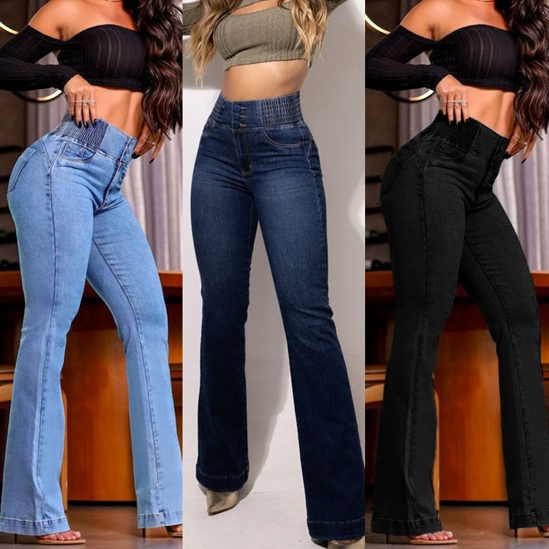 High-Waist Stretch Flare Jeans