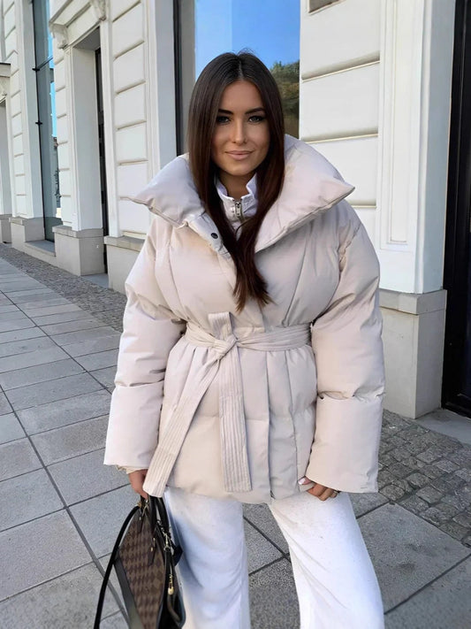 Aurelia Belted Puffer Wrap Coat
