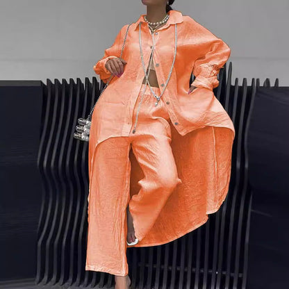 Aurora Two-Piece Shirt and Wide-Leg Pant Set