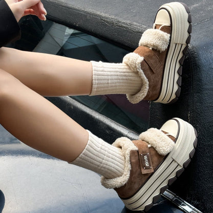 Shearling-Lined Platform Sneakers