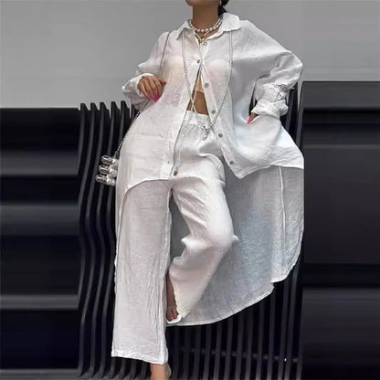 Aurora Two-Piece Shirt and Wide-Leg Pant Set