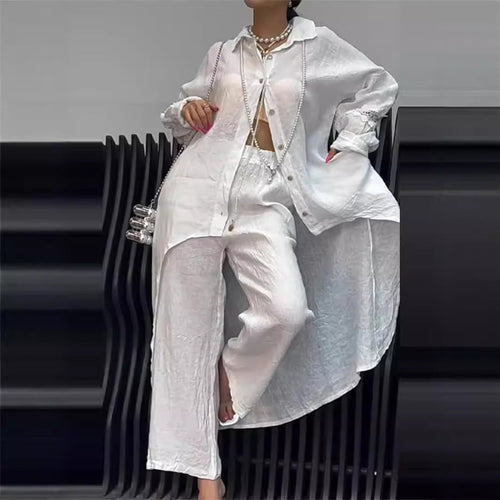Aurora Two-Piece Shirt and Wide-Leg Pant Set