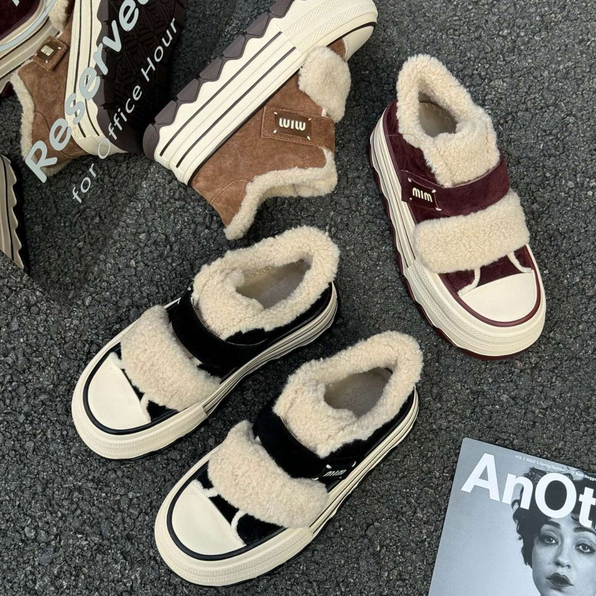 Shearling-Lined Platform Sneakers