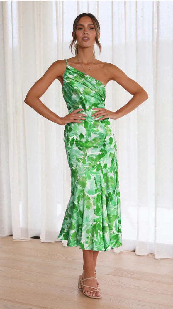 Fleur Jardin Satin Midi Dress