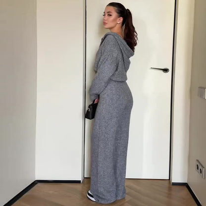 Mila Hooded Knit Set - Gray