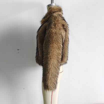 Faux Fur Collar Short Coat