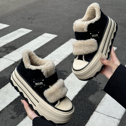 Shearling-Lined Platform Sneakers