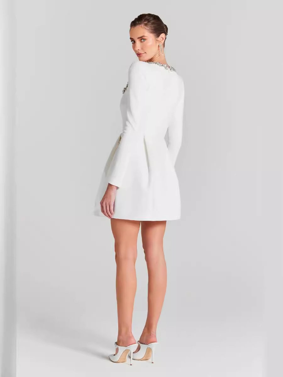 Isabella Crystal Square-Neck Mini Dress