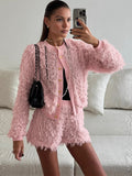 ChicFluff Two-Piece Set: Jacket + Shorts