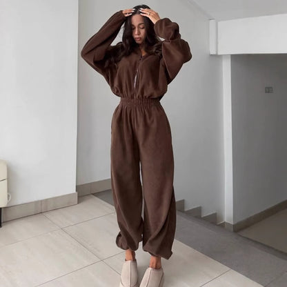 Rhea Half-Zip Lounge Jumpsuit