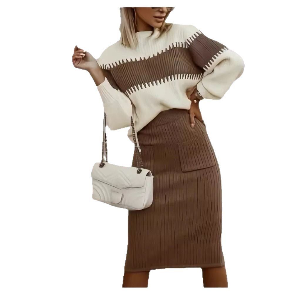 Olivia Contrast Knit Skirt Set