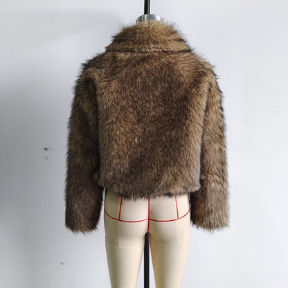 Faux Fur Collar Short Coat