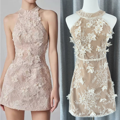 Blossom Lace 3D Floral Mini Dress