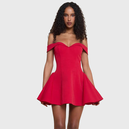 Lotus Off-Shoulder Mini Dress