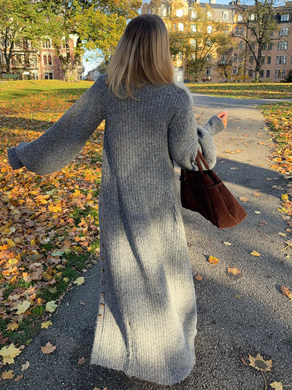 Harper Long Knit Cardigan Coat – Grey